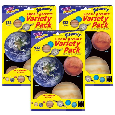 TREND ENTERPRISES Planets Classic Accents® Variety Pack, 132 Pieces, PK3 T10961